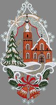 Kerst - Raamdecoratie - Kerkje in een wintertafereel - 555-30