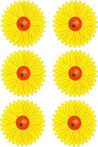 Sunnydays Fruitvliegjes val zonnebloem raamsticker - 6x stickers - geel - diameter 8,5