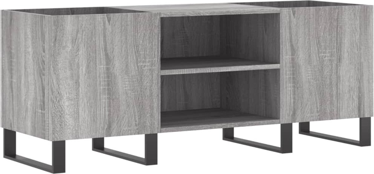 vidaXL - Platenkast - 121x38x48 - cm - bewerkt - hout - grijs - sonoma - eikenkleurig