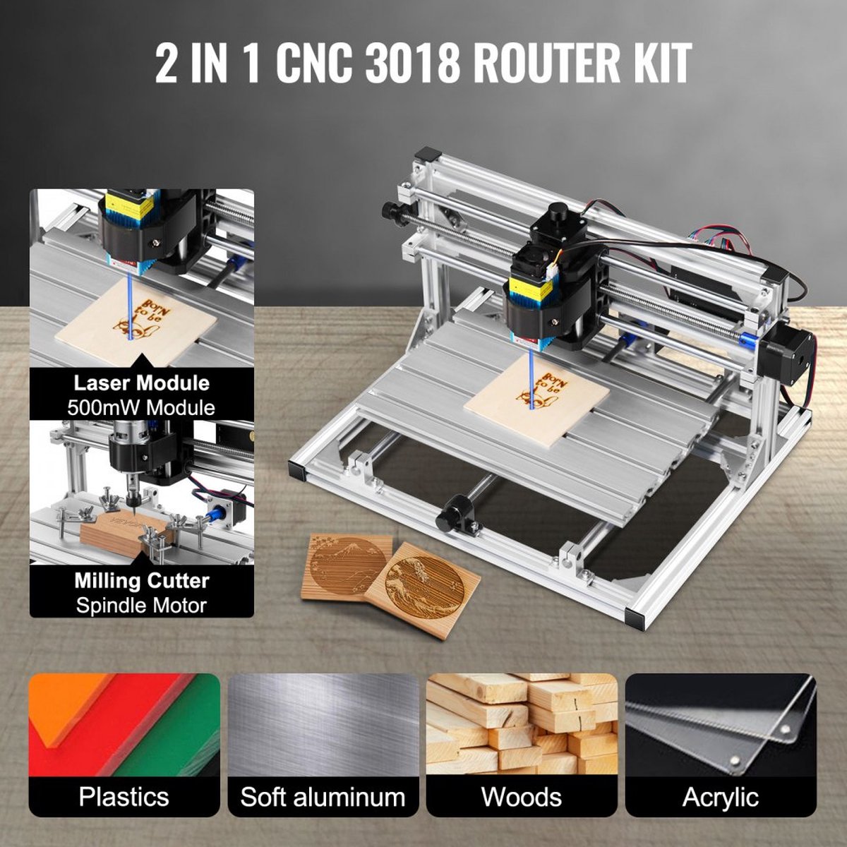 DIY CNC Machine Kit 3018 + 500 mw GRBL Contrôle Machine De Gravure 3 Axis  Fraiseuse... | bol