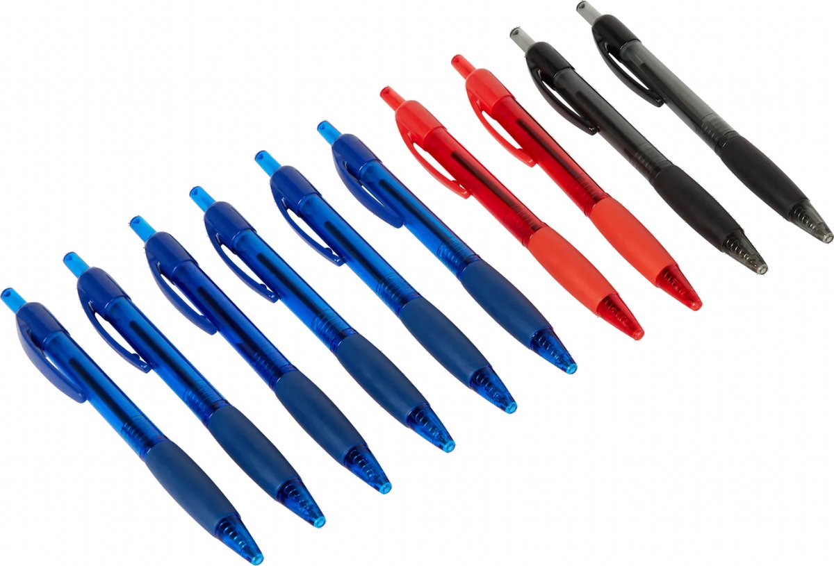 Stylo à bille / stylo à bille - 10 pièces - 6 x Bleu - 2 x Rouge - 2 x Noir  | bol
