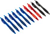 Stylo à bille / stylo à bille - 10 pièces - 6 x Bleu - 2 x Rouge - 2 x Noir