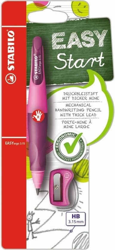 STABILO EASYergo 3.15 - Ergonomisch Vulpotlood - Rechtshandig - Navulbaar - Roze/Lila - Extra Dikke Potloodvulling 3,15 mm
