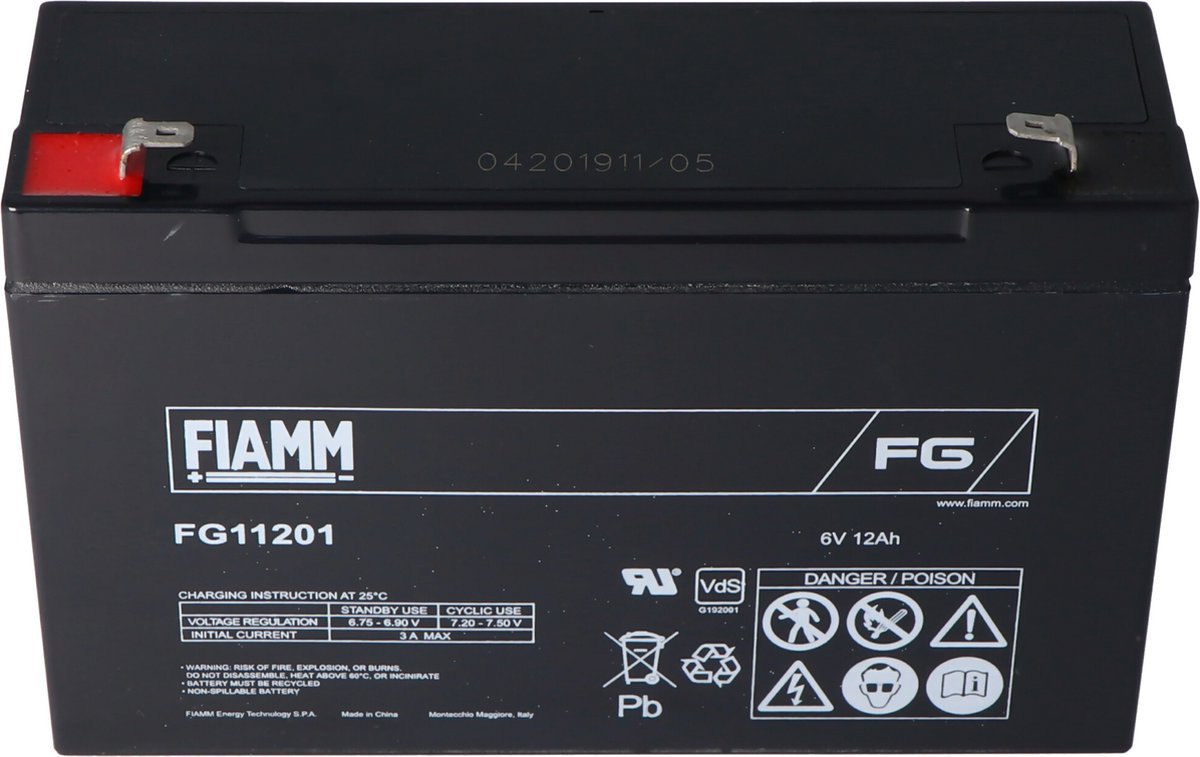 BATTERIA FIAMM FG11201 6V 12Ah 