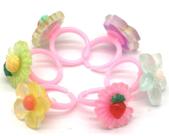 Ringen voor Kinderen - 36 Stuks - Bloemen - One Size - Multicolor