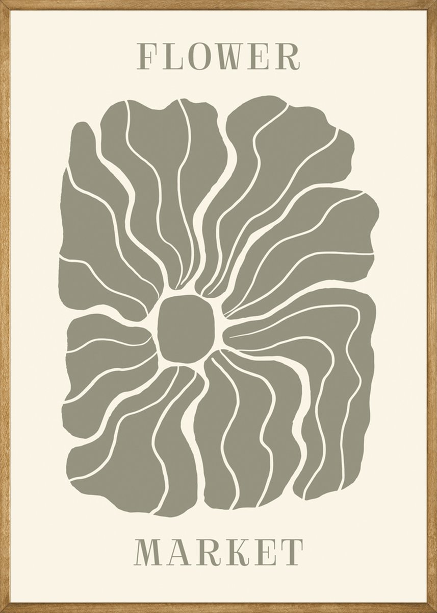 Abstracte Bloem Saliegroen Poster 50x70 cm