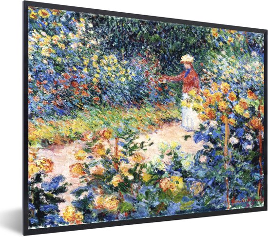 Cadre photo avec affiche - Dans le jardin - Peinture de Claude Monet - 80x60 cm - Cadre pour affiche
