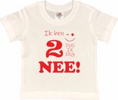 T-shirt Kinderen "Ik ben 2 dus ik zeg NEE!" | korte mouw | Wit/rood | maat 86/92