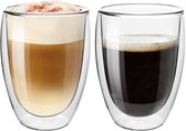 2 x 350 ml latte macchiato glazen dubbelwandig, cappuccino kopjes, warmtebehoud glazen, rode dubbelwandige glazen van borosilicaatglas, theeglazen, koffieglazen, espresso