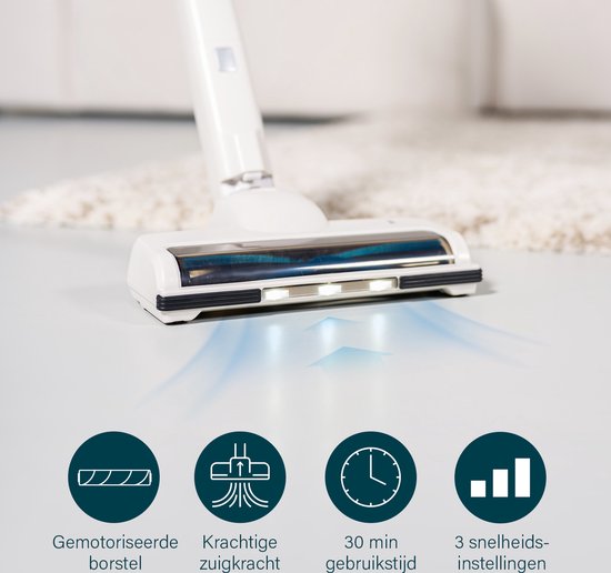 Aspirateur balai sans fil Princess Silent Storm 339380 - Durée d'utilisation de 30 min - Fonction de stationnement pratique - Wit