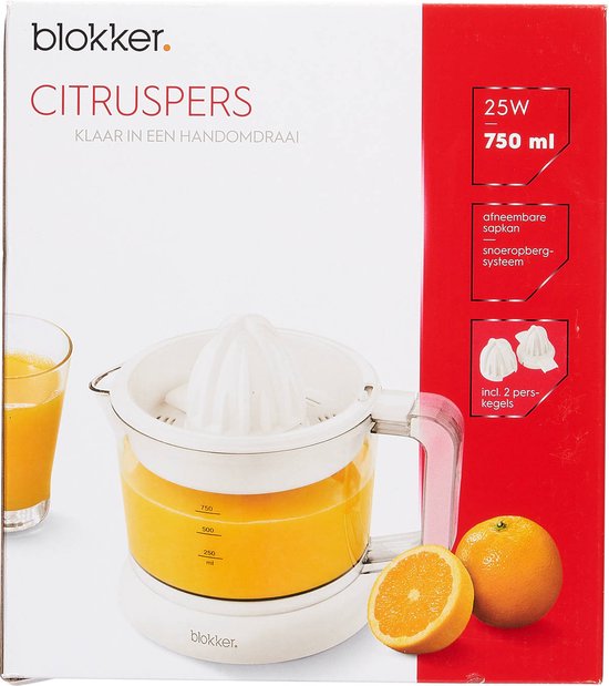 Uiterlijke kenmerken - Blokker 1705696 - Blokker Citruspers Elektrisch - Sinaasappelpers - Automatische Citroenpers