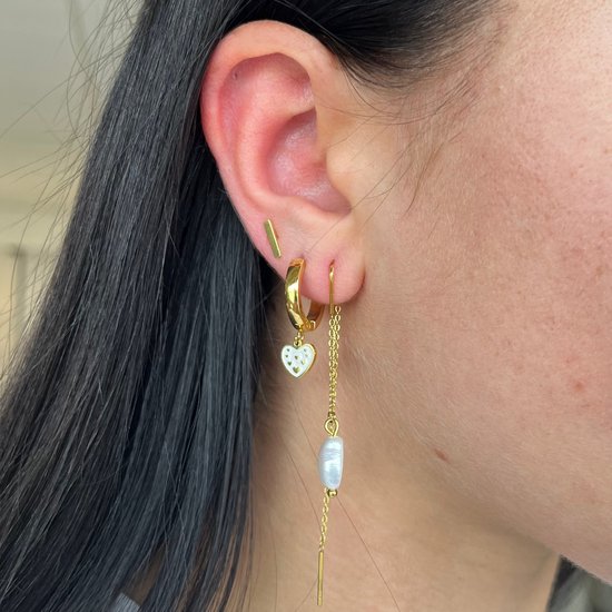 CO88 Collection 8CE-70430 Boucles d'oreilles d'Oreilles Acier - Femme - Perle - 7,5 x 6 mm - Boucle d'oreille à enfiler - 7,5 cm - Acier - Doré