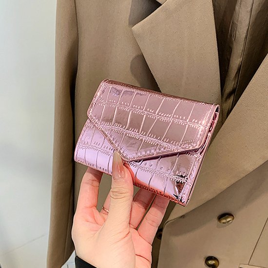 Portefeuille Croco - Rose | 11x9x1xcm | Simili cuir | Mode Favorite