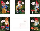 Cartes d'anniversaire - Set de 5 x cartes d'anniversaire - Gnomes