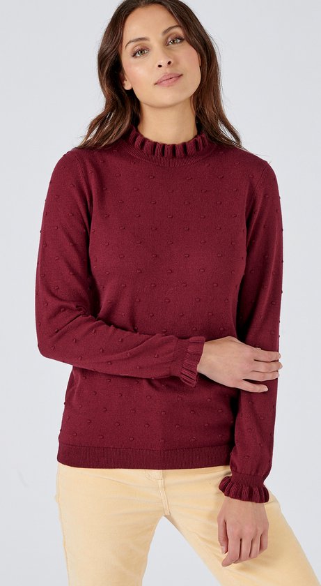 Damart - Pull in fijn reliëftricot met volants - Dames - Rood - S