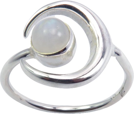Natuursieraad - 925 zilver maansteen ring maat 16.50 - luxe edelsteen sieraad - handgemaakt