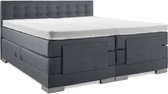 Soft bedden Elektrische Boxspring - 160x210 - Incl. Geknoopt hoofdbord - Antraciet met plint