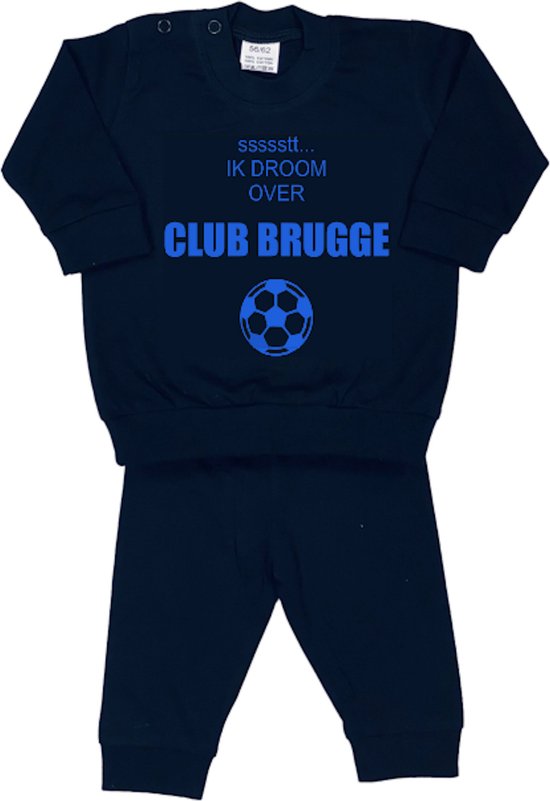 La Petite Couronne Pyjama 2-Delig "ssstt... Ik droom over CLUB BRUGGE" Unisex Katoen Zwart/blauw Maat 68/74