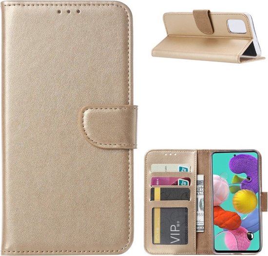 Etui LuxeBass adapté au Samsung Galaxy A51 - Bookcase Goud - Etui portefeuille - Etui bibliothèque - Protège livre - Etui livre - Protège livre