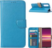 LuxeBass Hoesje geschikt voor Sony Xperia 10 II - Boekhoesje met kaartvakken - Turquoise gsm hoesje - telefoonhoes - telefoonhoesjes