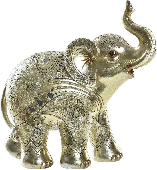 Decoratieve figuren DKD Home Decor Olifant Gouden Hars (24 x 10 x 24 cm)