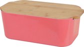 Excellent Houseware Boîte à pain avec planche à découper - rouge - bambou/plastique - 33 x 18 x 12 cm