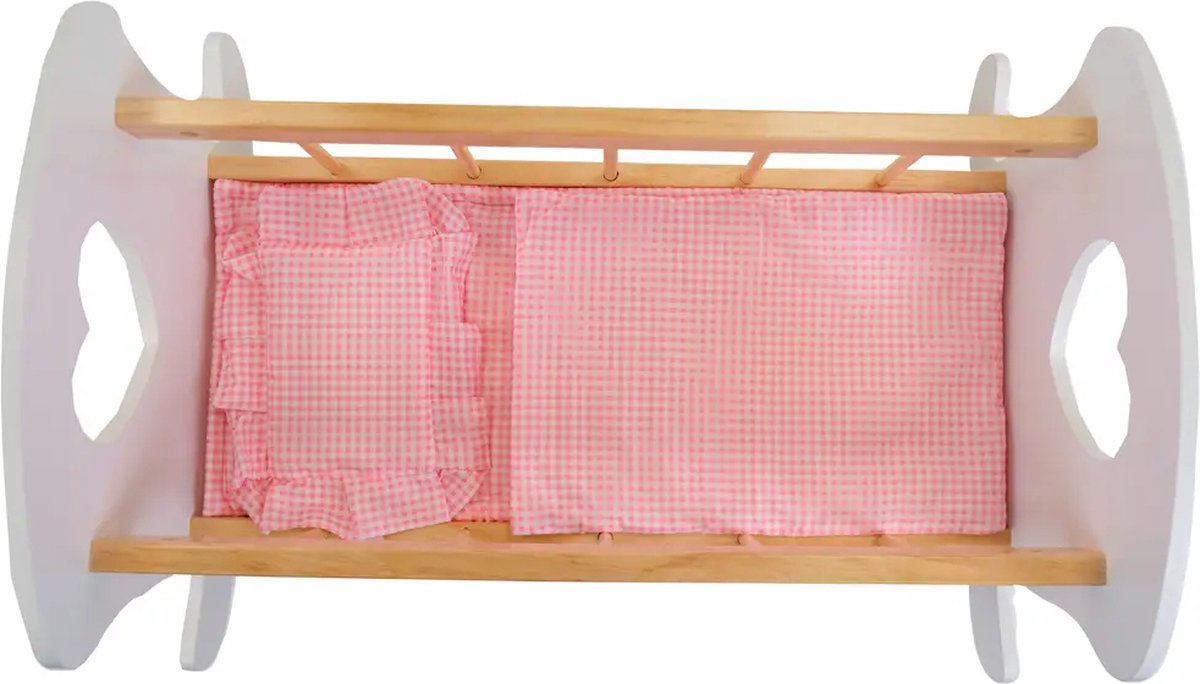 Bandits & Angels Houten Poppenbedje Sweet Dreams Wit Hout met Hart - Poppenbed Hout - Geschikt voor Pop tot 46 cm - Inclusief Dekentje - Poppen Bed - Poppen Meubel — afbeelding 8
