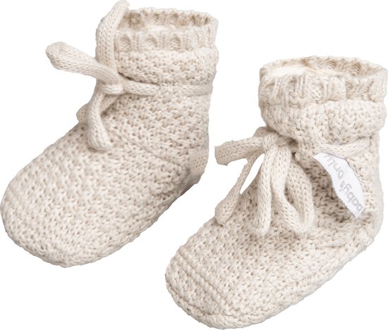 Baby's Only Slofjes teddy Willow - Baby Schoentjes met teddy voering - Baby Sokjes - Warm Linen - 0-3 mnd - 100% ecologisch katoen - GOTS - Baby's Only