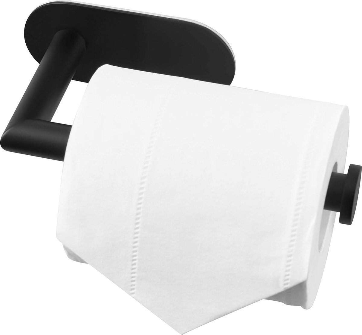 Toiletrolhouder RVS zwart - Zonder boren - Voor wc of badkamer - Roestvrij staal
