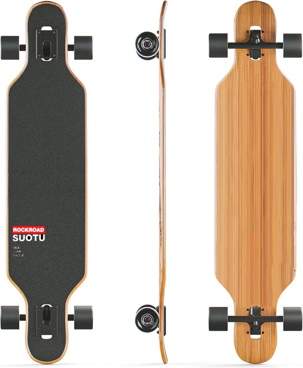 Suotu Skateboard - Longboard - 102.5x23x57.5 cm - ABEC-9 - 95A - schokabsorptie - Jongens - Meisjes - Volwassenen Skateboards