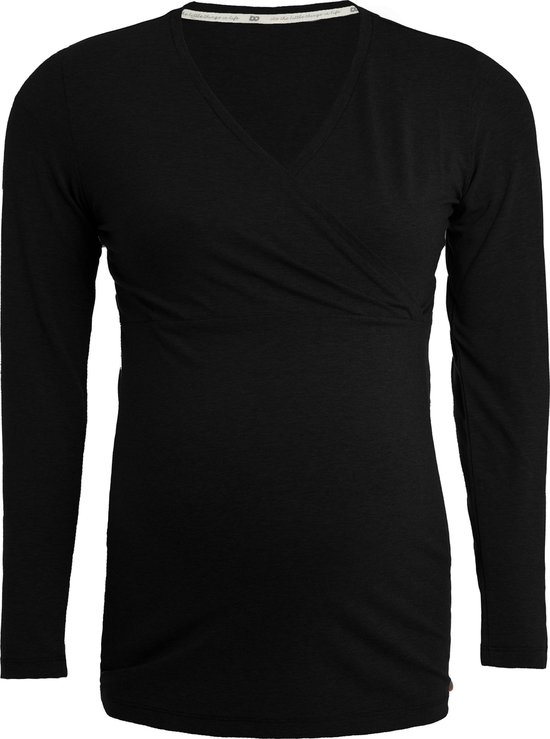 Baby's Only Zwangerschapstop lange mouw Glow - Zwangerschapsshirt gemaakt uit 96% viscose en 4% elastaan - Longsleeve shirt dames met voedingsfunctie - Zwart - L