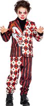 Wilbers & Wilbers - Monster & Griezel Kostuum - Wijze Penny Scary Clown - Jongen - Rood, Wit / Beige - Maat 152 - Halloween - Verkleedkleding