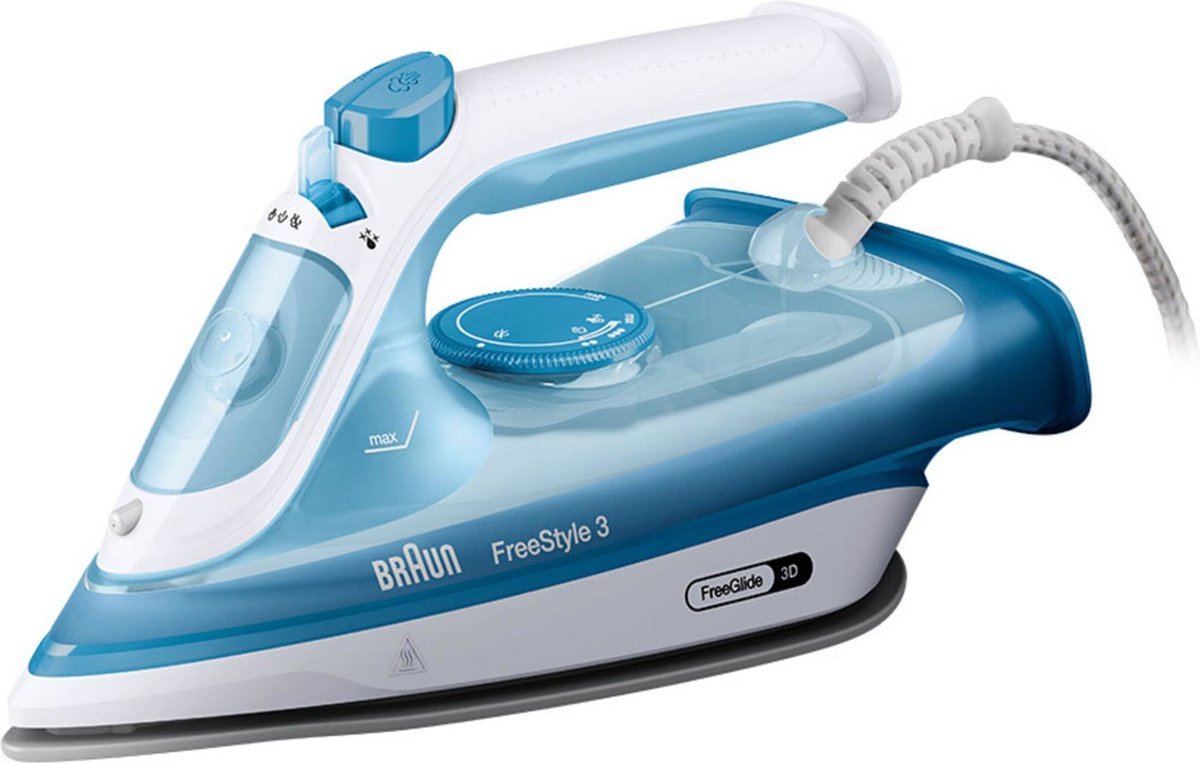 BRAUN FI3144 BL FreeStyle 3 stoomstrijkijzer - 2400 W vermogen - SuperCeramic zoolplaat - Waterreservoir 270 ml - Constante stoom 45 g/min