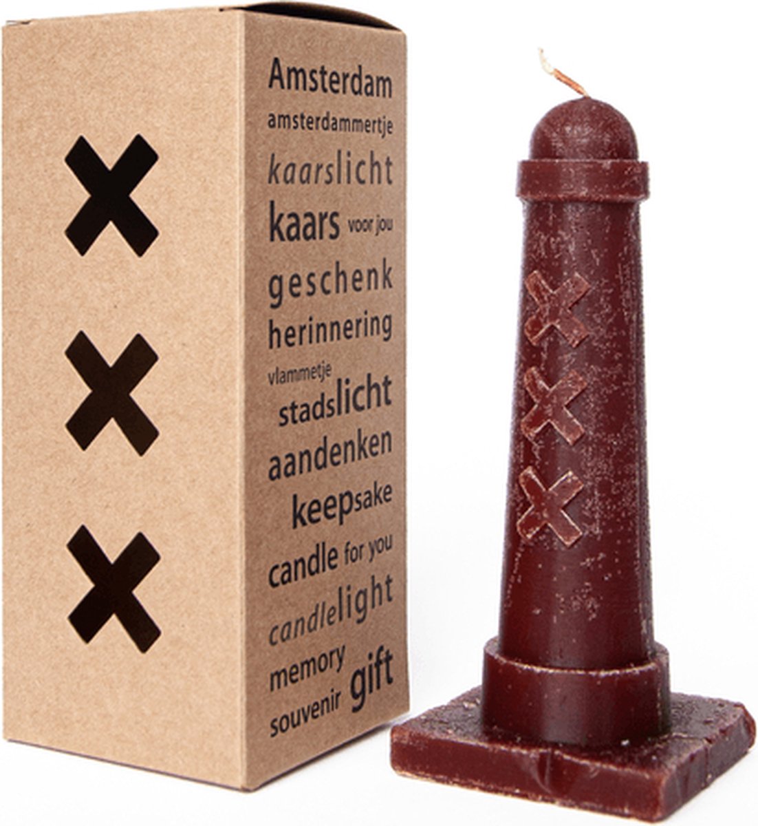 Kaarsen van Torens Kaars Amsterdammertje - 15 cm - cognac/roodbruin