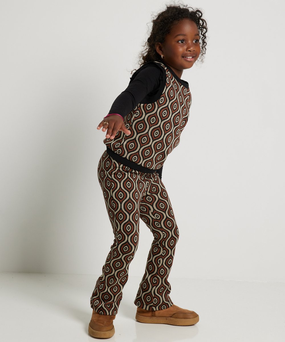 TerStal Meisjes / Kinderen Europe Kids Jacquard Flared Broek Retro Bruin In Maat 152
