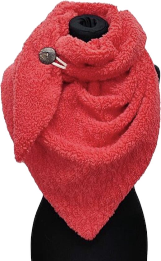 Driehoekige Sjaal - Teddy - Dikke Kwaliteit - Rood - 160 x 80 cm (2322#)