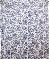 Clayre & Eef Plaid 130x170 cm Wit Blauw Polyester Rechthoek Bloemen Deken