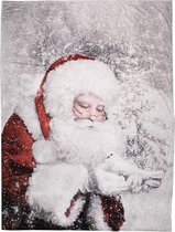 Clayre & Eef Plaid 130x170 cm Wit Grijs Polyester Kerstman Deken