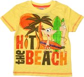 Disney - Jongens Kleding - Phineas and Ferb - T-shirt - Geel - Maat 98