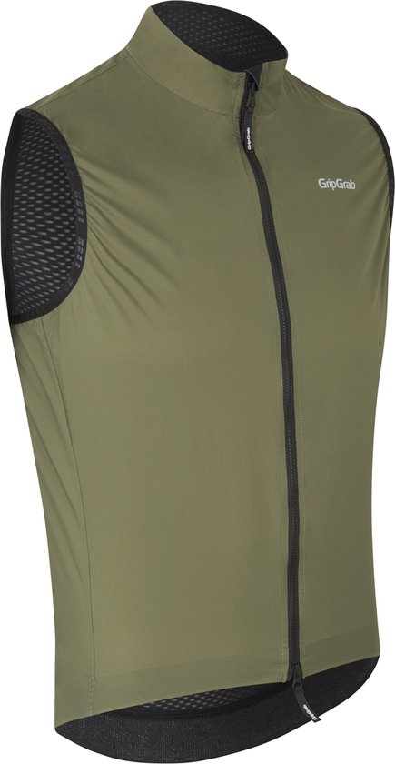 GripGrab - WindBuster Vest Léger Coupe-Vent Vélo Gilet Thermo Cyclisme -Vent Mouwloos - Vert Olive - Homme - Taille M