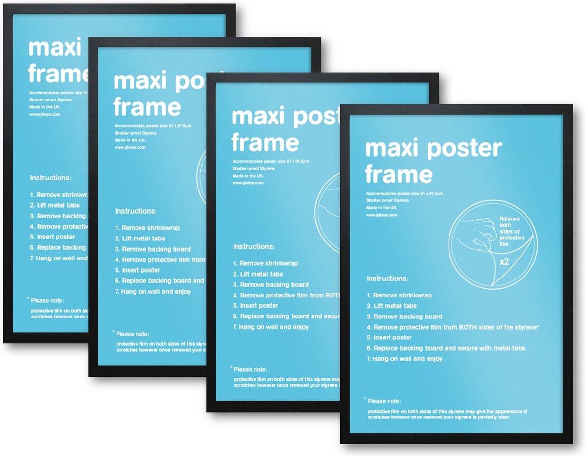 Fotolijst - Houten zwarte rand - Set van vier wissellijsten - Formaat A3 - 29,7 x 42 cm