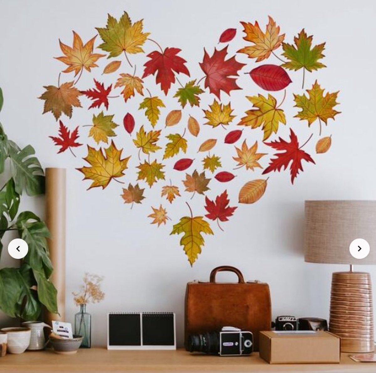 Muursticker Raamstickers Herfst / Autumn - Bladeren - Blad - Esdoorn - Esdoornbladeren | Bos Stickers | Raam Decoratie - Winkel - School - Peuterspeelzaal - Huis - Veranda- Kantoor | Herbruikbaar - Waterdicht - Verwijderbaar | DH collection