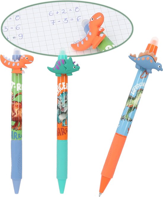 Depesche 13530 Dino World - Kleurpotlodenset met 10 kleuren in etui, incl. gumtopper op elk potlood, om in te kleuren op school en in de vrije tijd