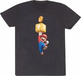 T-Shirt met Korte Mouwen Super Mario Mario Coin Zwart Uniseks - XXL