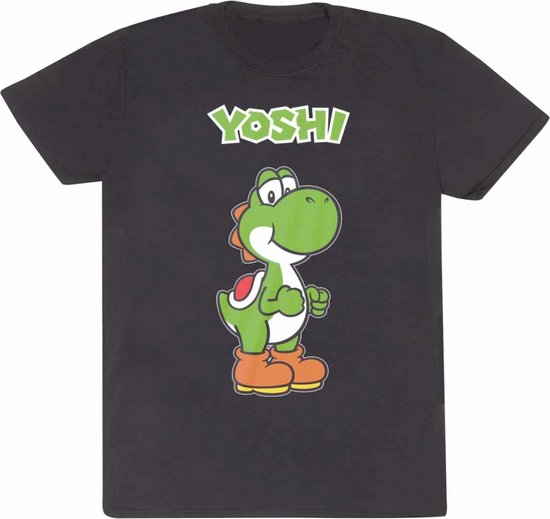 Nintendo Super Mario - Yoshi Name Tag Mens Tshirt - Zwart