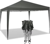 BukkitBow - Partytent – Opvouwbare Tent – Waterdicht en Weersbestendig – Tuinpaviljoen - 300 x 300 cm – Grijs