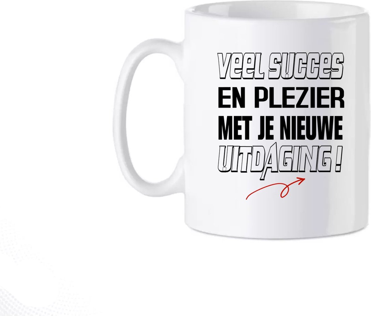 Bedrukte Beker Nieuwe Uitdaging Koffie Mok Collega Succes Plezier Werknemer Verjaardag Thee Mug Nieuwe Baan