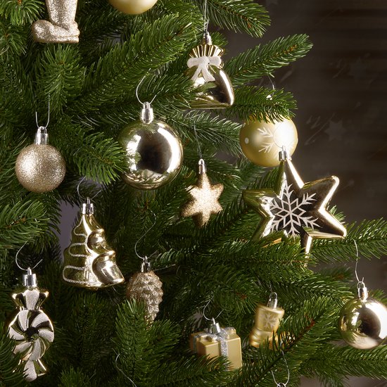 Kerstboomdecoraties - 18-delige hangende dennenappels en kerstslinger voor een