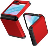 Mobigear Antidérapant Armor Back Cover Case - Convient pour Samsung Galaxy Z Flip 5 - Étui pour téléphone portable - Rouge