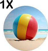 BWK Stevige Ronde Placemat - Strandbal op het Strand bij een Zonnige Dag - Set van 1 Placemats - 50x50 cm - 1 mm dik Polystyreen - Afneembaar